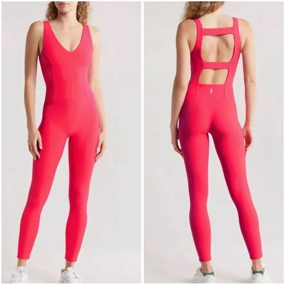 Free People Pants - Free People Movement Never Better Strappy Back Jumpsuit‎ Electric Sunset XS